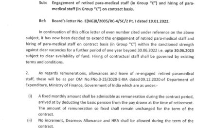 Engagement of Retired Para-medica l staff (in Group ‘Ç’) and hiring of Para-medical staff (in Group ‘Ç’) on Contract basis