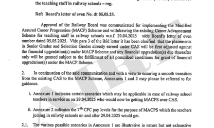 Implementation of Modified Assured Career Progression (MACP) Scheme for the teaching staff in railway schools – reg.