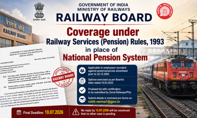 Coverage under Railway Services (Pension) Rules, 1993 in place of National Pension System in case of those Railway employees who were recruited against the posts/vacancies advertised/notified prior to 22.12.2003 – reg.