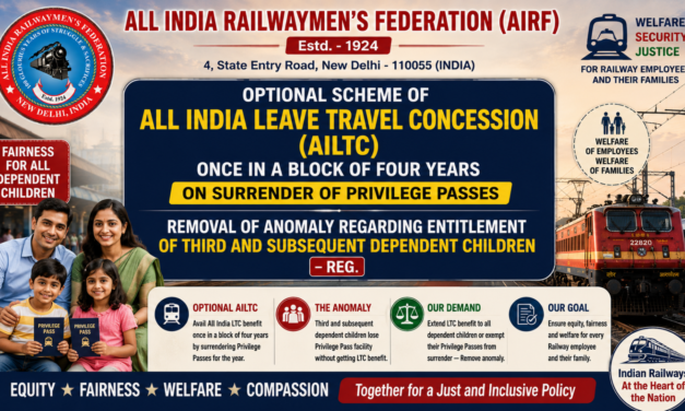 Optional Scheme of All India Leave Travel Concession (AILTC) once in a Block of Four Years on Surrender of Privilege Passes – Removal of anomaly regarding entitlement of third and    dependent children – Reg.