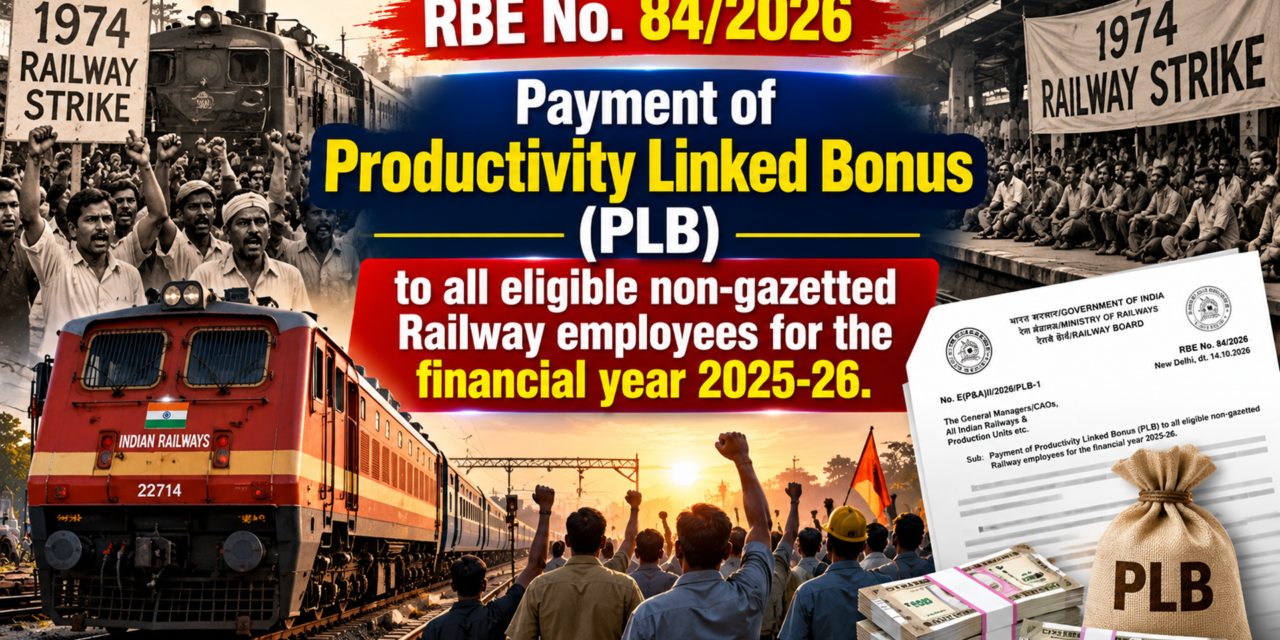 Payment of Productivity Linked Bonus (PLB) to all eligible non-gazetted Railway employees for the financial year 2025-26