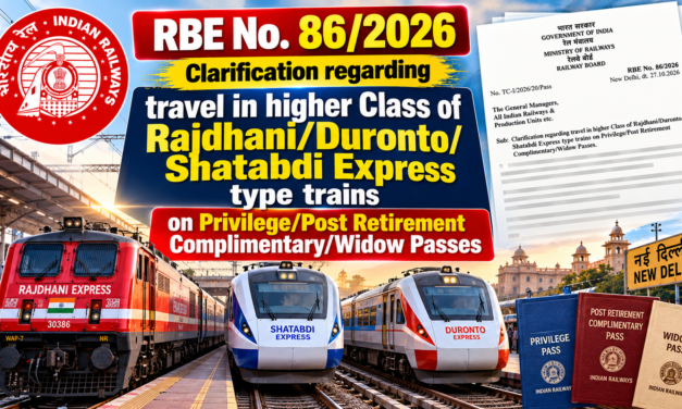Clarification regarding travel in higher Class of Rajdhani/Duronto/Shatabdi Express type trains on Privilege/Post Retirement Complimentary/Widow Passes