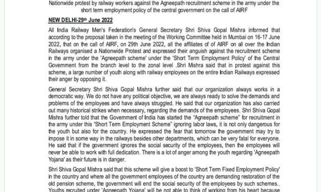 AIRF HOLDS NATIONWIDE PROTESTS AGAINST AGNEEPATH SCHEME