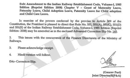 Grant of Maternity Leave, Paternity Leave, Child Adoption Leave, Paternity Leave for Child adoption and Child Care Leave
