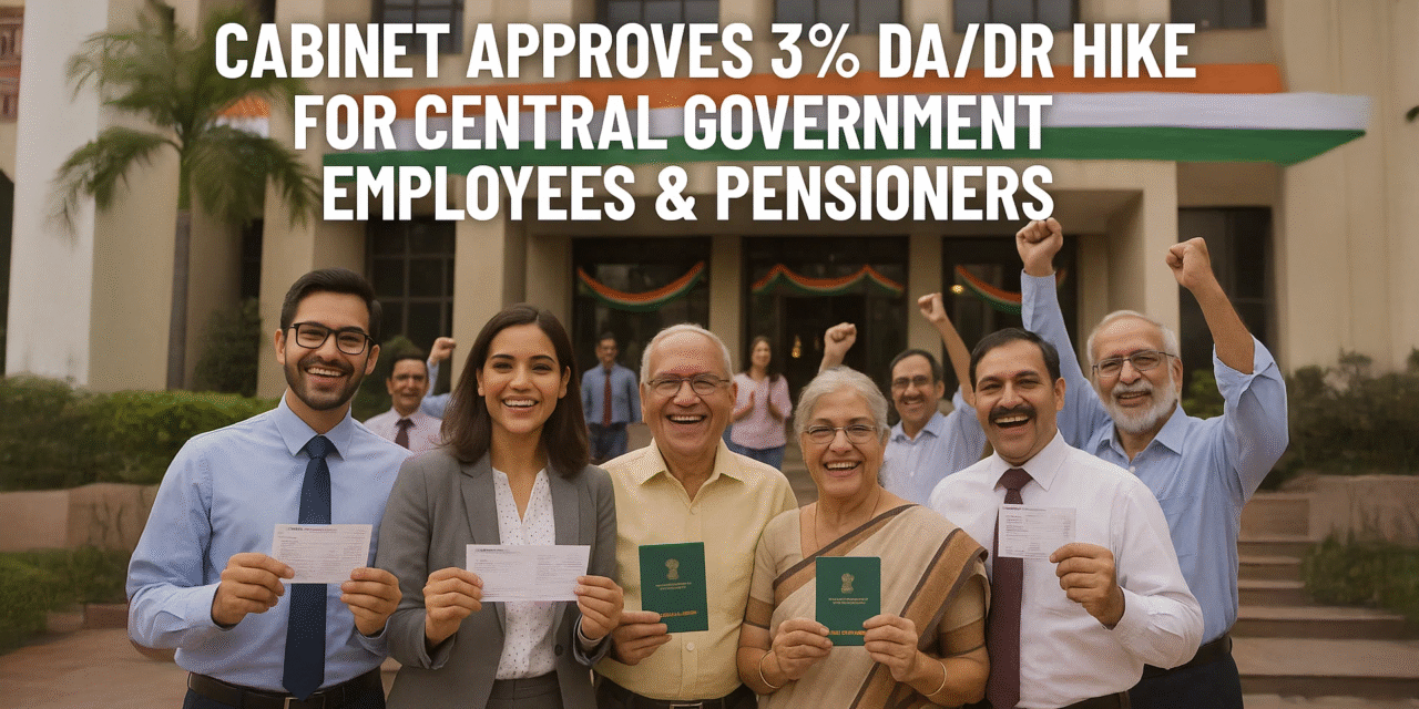 Cabinet approves additional instalment of three per cent Dearness Allowance to Central Government employees and Dearness Relief to Pensioners