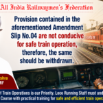 Withdrawal of Amendment Slip No.04 dated 18.02.2026 to G&SR Rule Book 1983 of Northern Railway
