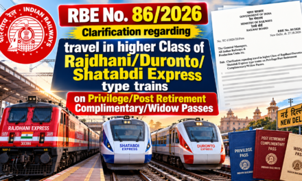 Clarification regarding travel in higher Class of Rajdhani/Duronto/Shatabdi Express type trains on Privilege/Post Retirement Complimentary/Widow Passes